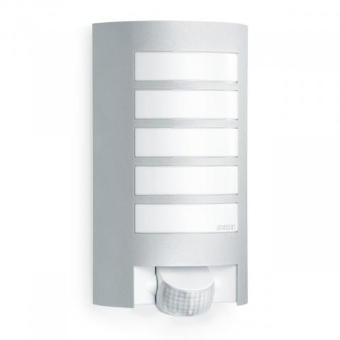 Steinel Außenleuchte L 12 S silber, 180° Bewegungsmelder, Dämmerungssensor, Alu-Blende, E27, 6579