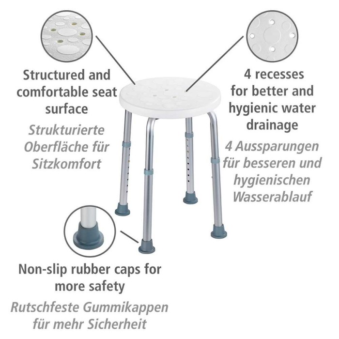 WENKO Duschhocker, Kunststoff, Weiß, 1792921100