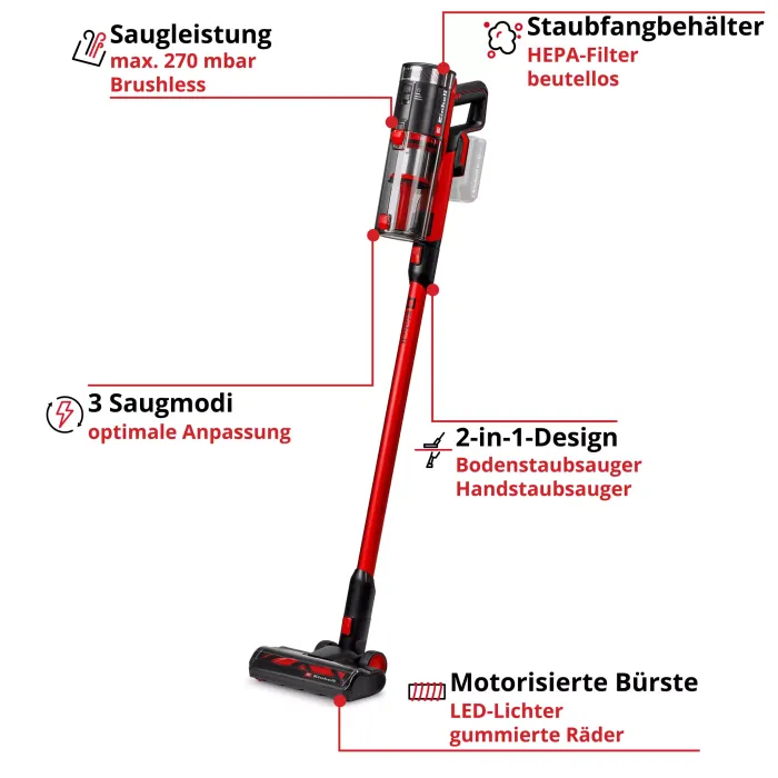 Einhell Akku-Stielstaubsauger TE-SV 18/270 Li BL-Solo 2347225