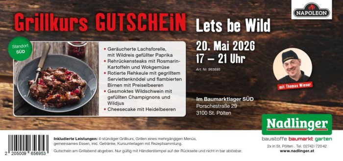 Napoleon GRILLKURS Lets Be Wild, 20.05.26, bei Nadlinger SÜD, 200526