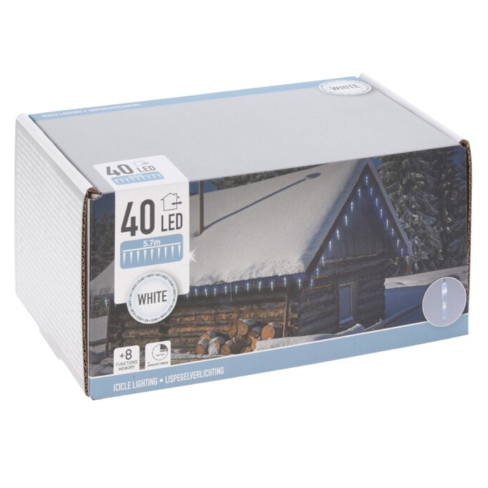 Koopman Eiszapfen Lichterkette, 40LED, Weiß, 570 cm AX8103060