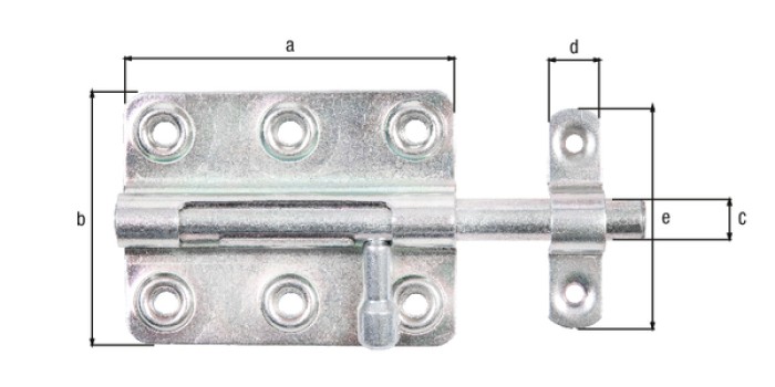 Alberts Bolzenriegel m. Griff gvz,bf.Schlaufe 80/125 128975