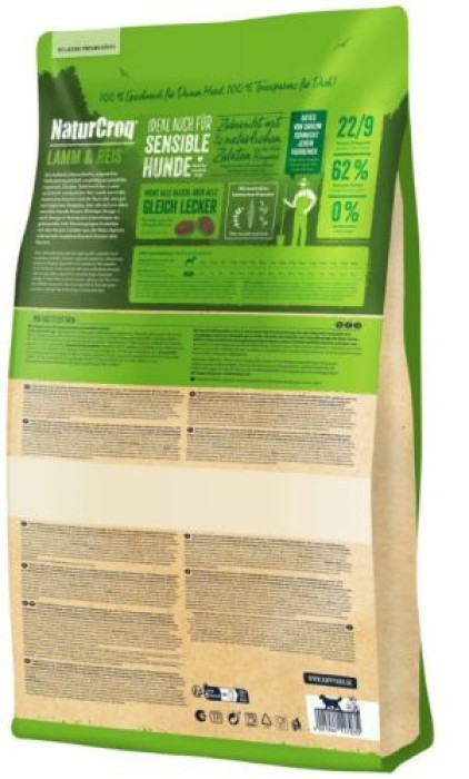 Happy Dog NaturCroq Lamm & Reis, Trockenfutter für ausgewachsene Hunde, 4 kg, 170996