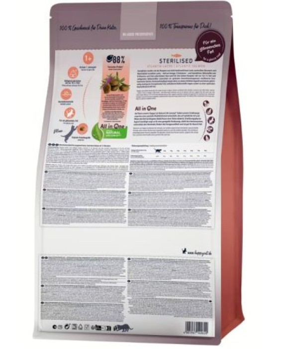 Happy Cat Sterilised Adult Atlantik Lachs , Trockenfutter für sterilisierte Katzen, 1,3 kg, 171168