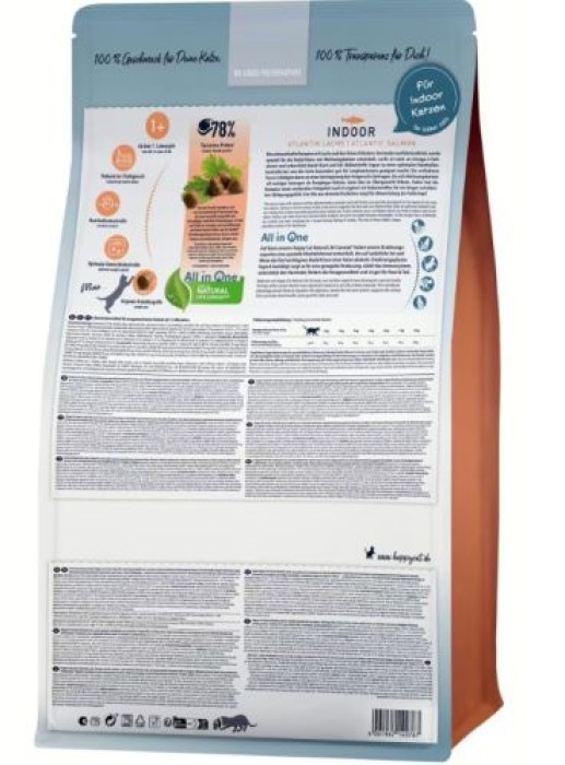 Happy Cat  Indoor Adult Atlantik Lachs, Trockenfutter für Wohnungskatzen, 300 g, 171158