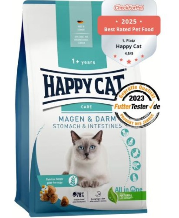 Happy Cat Care Magen & Darm, Trockenfutter mit Ente für Sensible Katzen, 300 g, 171182