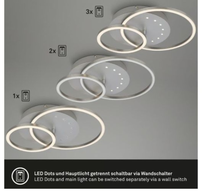 BRILONER LED Deckenleuchte, 40 cm, Memory, 26W, 2550lm, Aluminium, 3773019