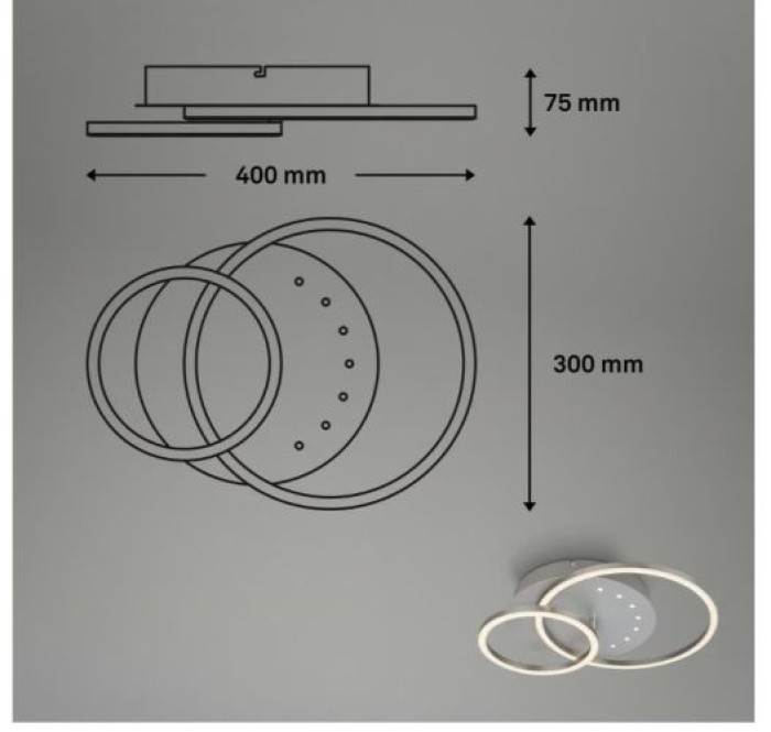 BRILONER LED Deckenleuchte, 40 cm, Memory, 26W, 2550lm, Aluminium, 3773019