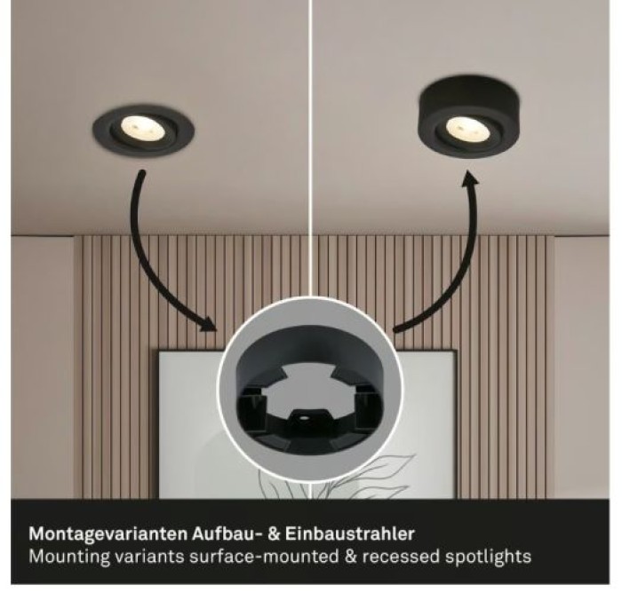 BRILONER - 2 in 1 LED Aufbauspot und Einbaustrahler schwenkbar, warmweißes Licht, 5W, 230V, 7991015