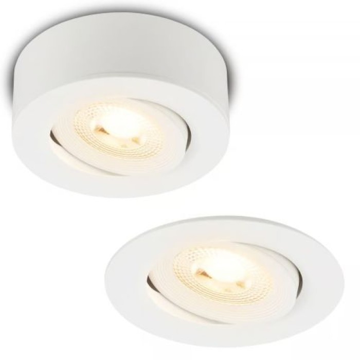 BRILONER - 2 in 1 LED Aufbauspot und Einbaustrahler schwenkbar, warmweißes Licht, 5W, 230V, 7991016