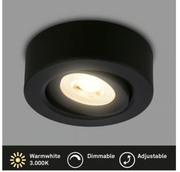 BRILONER - 2 in 1 LED Aufbauspot und Einbaustrahler schwenkbar, Ø90mm, warmweißes Licht, 230V, 7990015