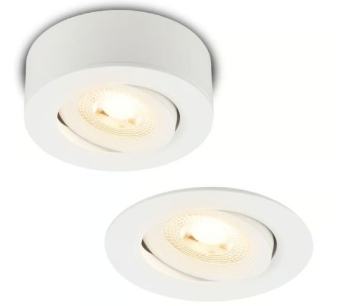 BRILONER - 2 in 1 LED Aufbauspot und Einbaustrahler schwenkbar, Ø90mm, warmweißes Licht, 230V, 7990016