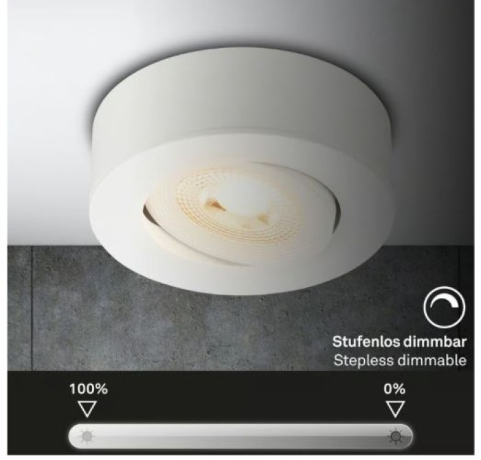 BRILONER - 2 in 1 LED Aufbauspot und Einbaustrahler schwenkbar, Ø90mm, warmweißes Licht, 230V, 7990016