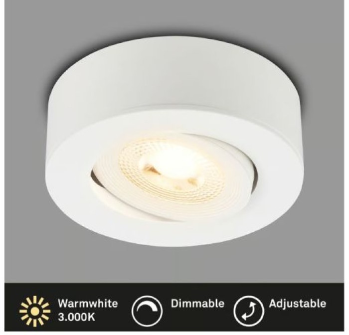 BRILONER - 2 in 1 LED Aufbauspot und Einbaustrahler schwenkbar, Ø90mm, warmweißes Licht, 230V, 7990016