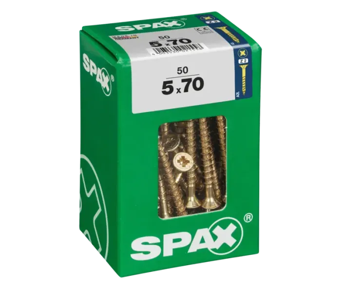 SPAX Universalschraube, 5 x 70 mm, 50 Stück, Teilgewinde, Senkkopf, Kreuzschlitz Z2, 4CUT, YELLOX, 4081020500707 3