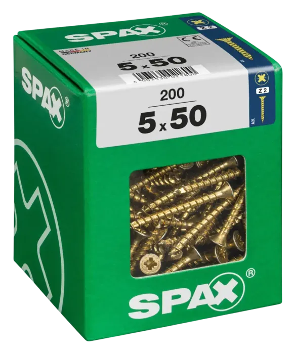 SPAX Universalschraube, 5 x 50 mm, 200 Stück, Vollgewinde, Senkkopf, Kreuzschlitz Z2, 4CUT, YELLOX, 4081020500508 3