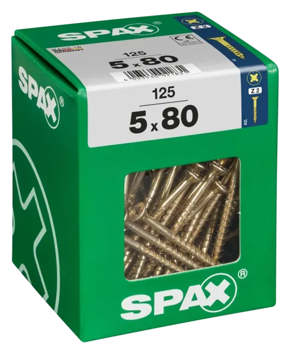 SPAX Universalschraube, 5 x 80 mm, 125 Stück, Teilgewinde, Senkkopf, Kreuzschlitz Z2, 4CUT, YELLOX, 4081020500808 3
