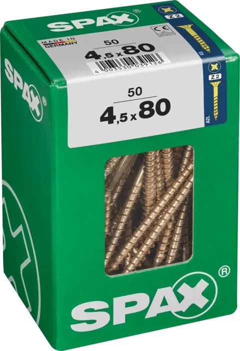 SPAX Universalschraube, 4,5 x 80 mm, 50 Stück, Teilgewinde, Senkkopf, Kreuzschlitz Z2, 4CUT, YELLOX, 4081020450807 3