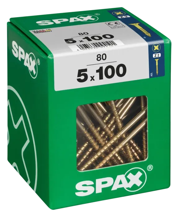 SPAX Universalschraube, 5 x 100 mm, 80 Stück, Teilgewinde, Senkkopf, Kreuzschlitz Z2, 4CUT, YELLOX, 4081020501008 3