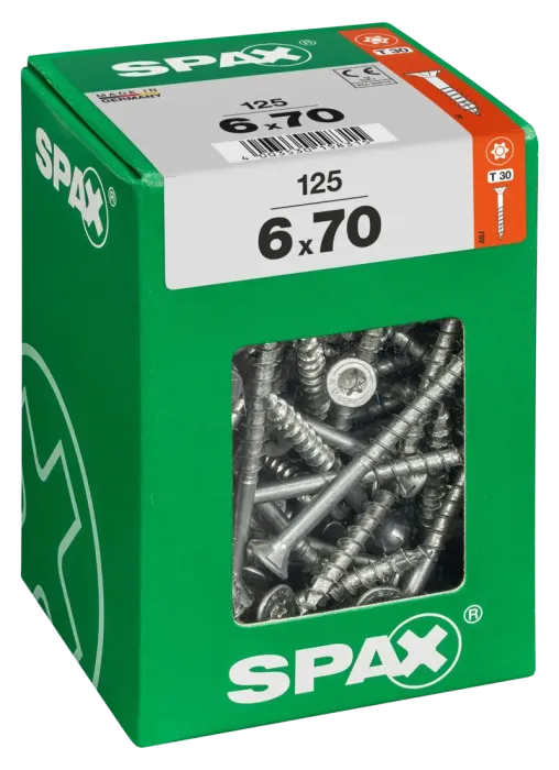 SPAX Universalschraube, 6 x 70 mm, 125 Stück, Teilgewinde, Senkkopf, T-STAR plus T30, 4CUT, WIROX, 4191010600706 3