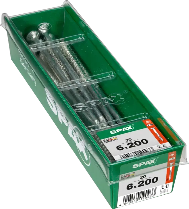 SPAX Universalschraube, 6 x 200 mm, 20 Stück, Teilgewinde, Senkkopf, T-STAR plus T30, 4CUT, WIROX, 4191010602012 3