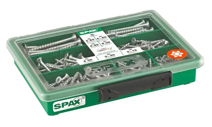 SPAX Sortiment klein, Schrauben-Set mit 7 Abmessungen, 245 Stück, Senkkopf, T-STAR plus, WIROX, 4000001991159 1