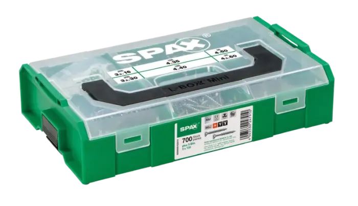 SPAX Montagekoffer L-BOXX Mini, 1 Stück, Schraubenset mit 6 Abmessungen, Senkkopf, T-STAR plus, 4CUT, WIROX, 5000009162019 3