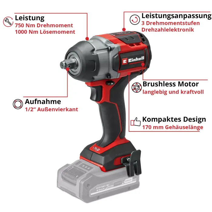 Einhell Professional Akku-Schlagbohrschrauber TP-CW 18/750-C Li BL - Solo 4510065