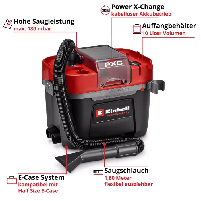 Einhell Professional Akku-Nass-Trockensauger TP-VC 18/10 Li BL L-Solo 2347155