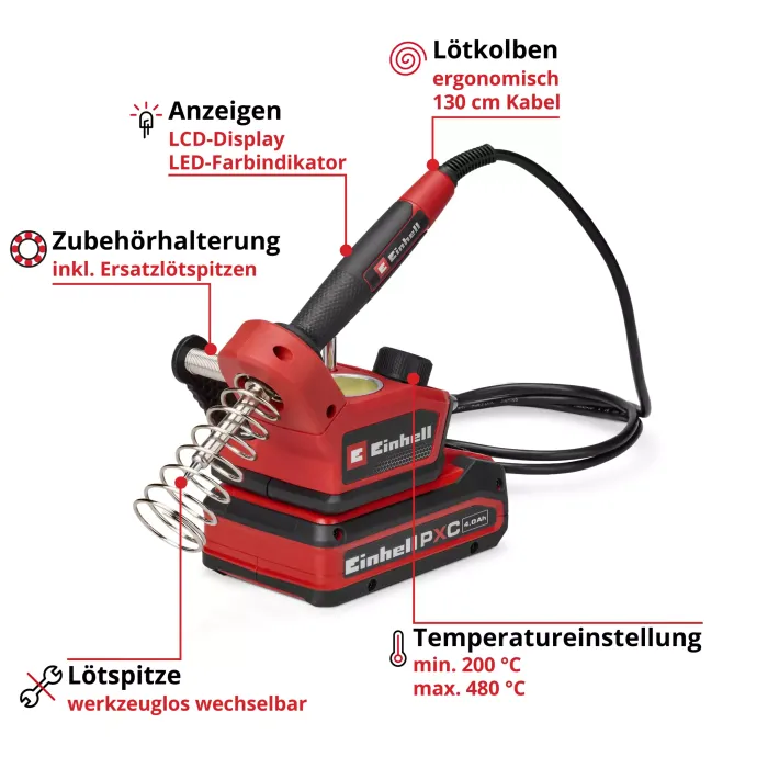 Einhell Akku-Lötkolben TE-SI 18/480 Li E - Solo 4520400