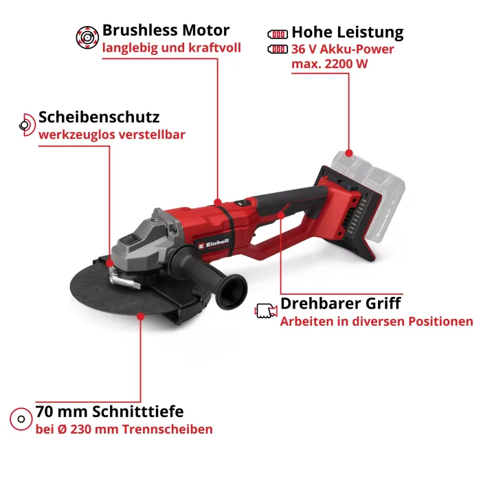 Einhell Professional Akku-Winkelschleifer TP-AG 36/230-22 Li BL - Solo 4431161