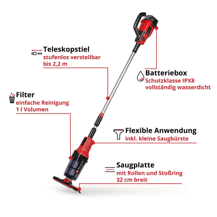 Einhell Akku-Poolsauger GE-PV 18/42 Li T-Solo, 3424400