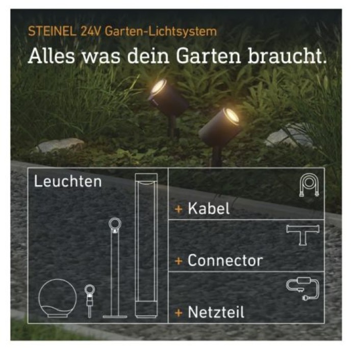 Steinel Verlängerungskabel 2.5 m für 24V Garten-Lichtsystem, IP67, 089283