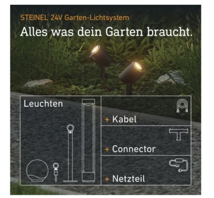 Steinel Verlängerungskabel 5 m für 24V Garten-Lichtsystem, IP67, 089290