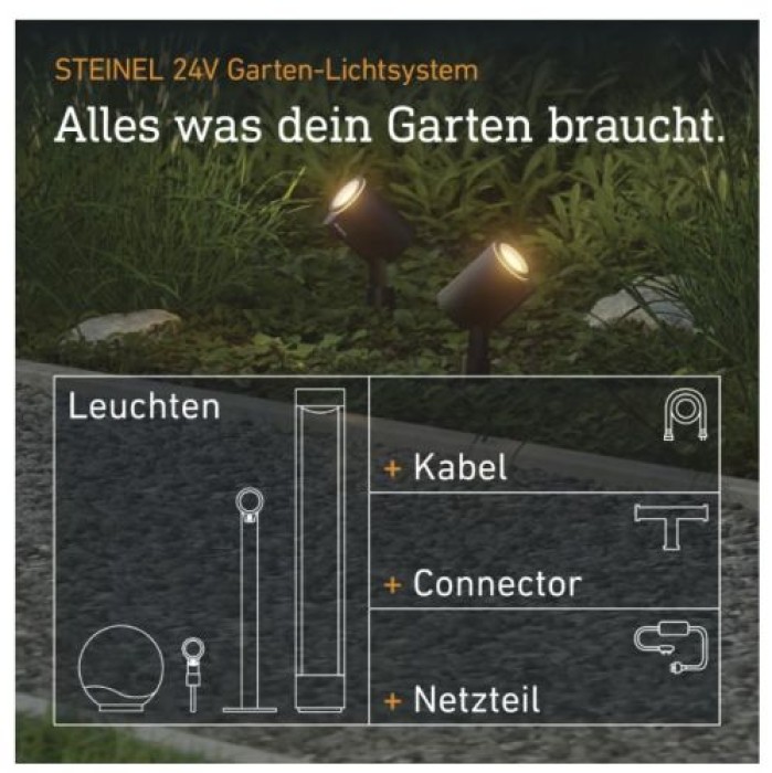 Steinel Kreuzverbinder 24 V, für 24V Garten-Lichtsystem, IP67, 089313