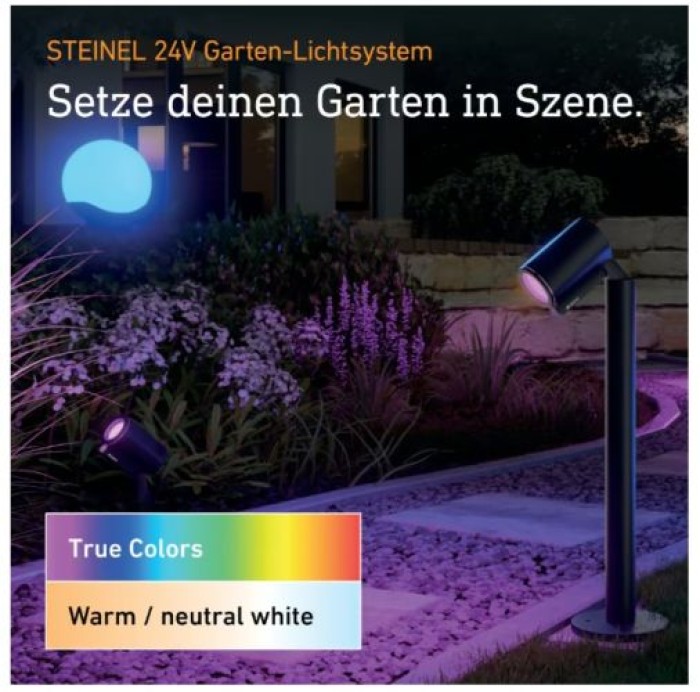 Steinel Spot Garden C 24V Starter-Set, inkl. 2x LED-Gartenstrahler mit Erdspieß und Zubehör, App-Steuerung, Ohne Sensor, 093907