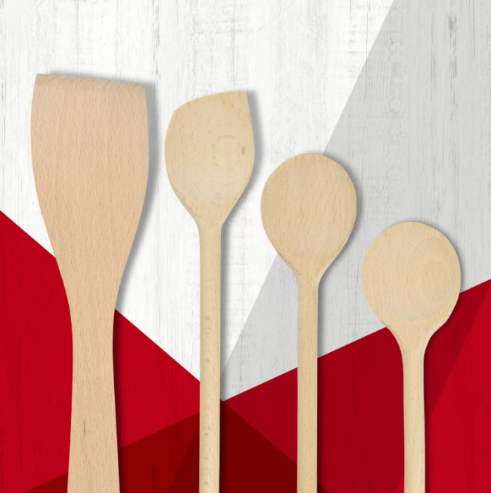 Fackelmann 4-teiliges Küchenhelfer-Set aus Holz mit Pfannenwender und Löffel, FSC-zertifiziertes Holz, 20 cm, 25 cm, 30 cm, 31125