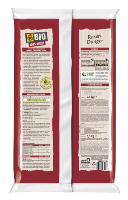 COMPO BIO Rasendünger Unkraut & Moos Nein Danke! 5,5 kg für 110 m², 26362