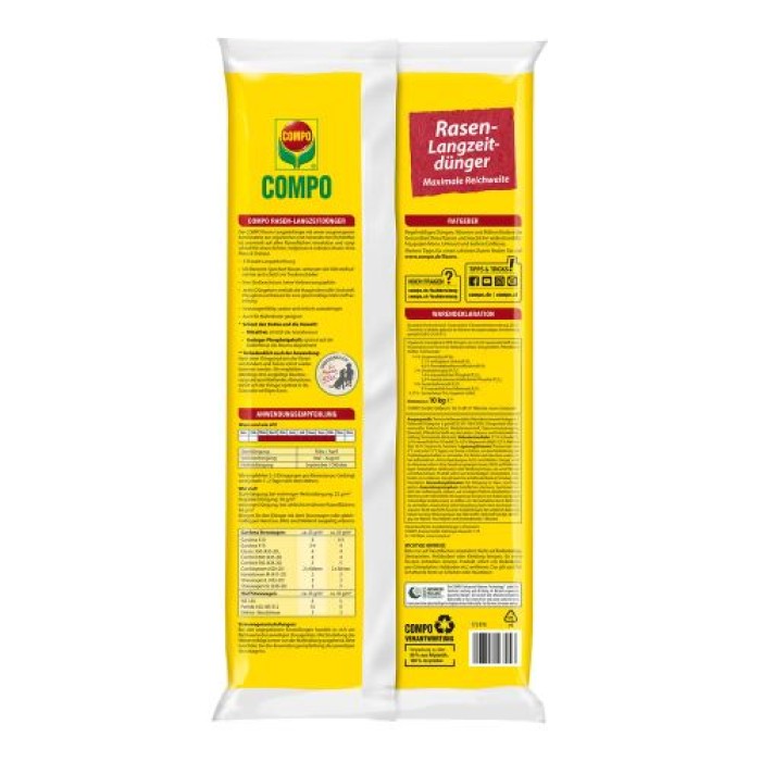 Compo Rasen-Langzeitdünger 20kg für 800m², 3 Monate LZ-Wirkung 26632