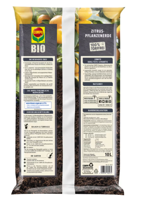 COMPO BIO Zitruspflanzenerde torffrei, 10 Liter, 28227