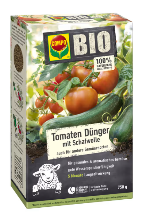 COMPO BIO Tomaten Dünger mit Schafwolle, 750g, 26834