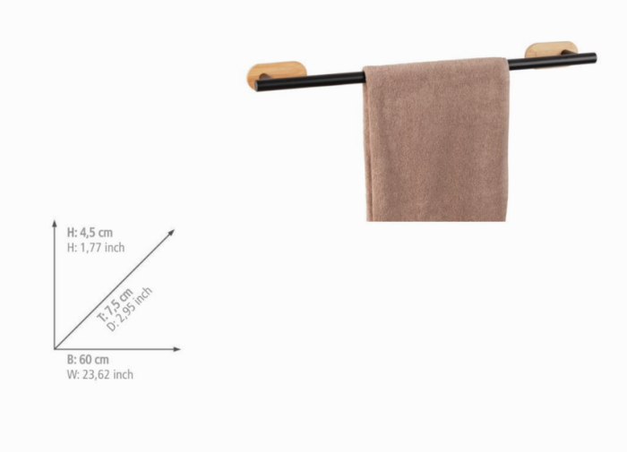 Wenko Turbo-Loc® Badetuchstange Uno Mod. Orea Bamboo Befestigung ohne bohren, 25369100