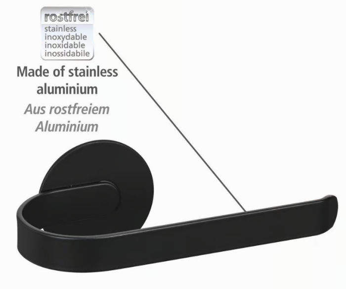 WENKO Turbo-Loc® Toilettenpapierhalter Mod. Bivio Black matt aus Aluminium,  26065100