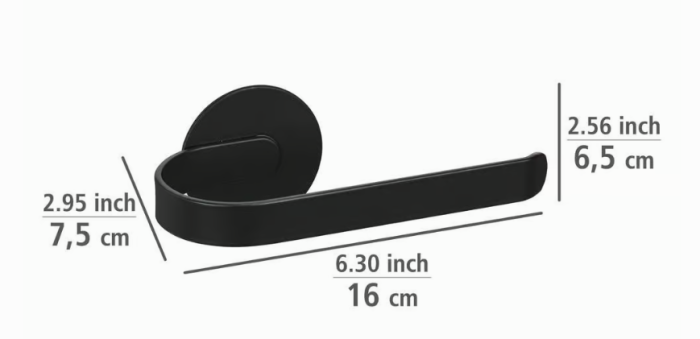 WENKO Turbo-Loc® Toilettenpapierhalter Mod. Bivio Black matt aus Aluminium,  26065100