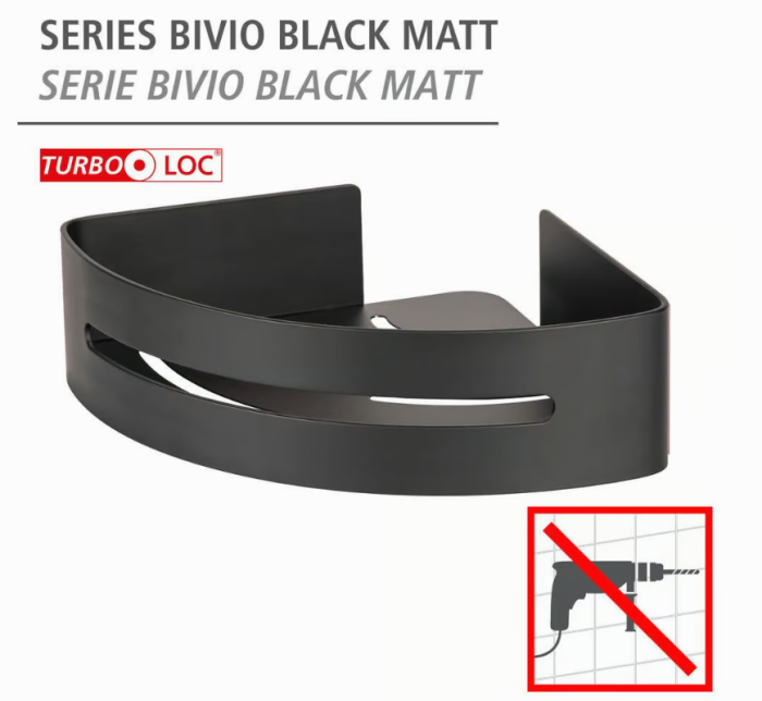 WENKO Turbo-Loc® Eckablage Mod. Bivio Black matt aus Aluminium, 26070100