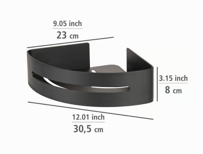 WENKO Turbo-Loc® Eckablage Mod. Bivio Black matt aus Aluminium, 26070100