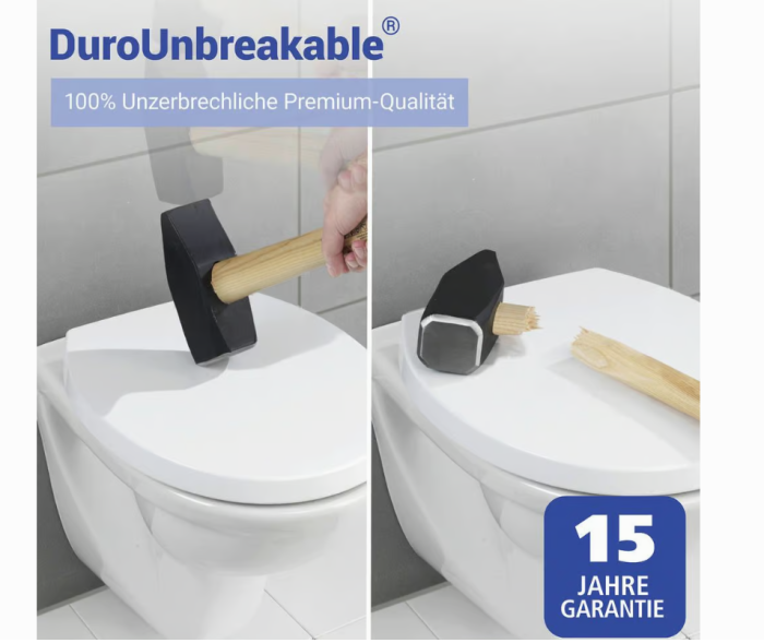 Wenko WC-Sitz Mod. Crevada DuroUnbreakable®, Weiß belastbar bis 1500 kg, Absenkautomatik, 26210100