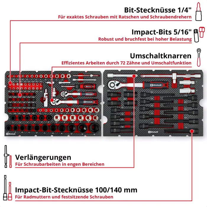 Einhell E-Case 121-tlg. Werkzeugkoffer KFZ 121-teilig, 370515