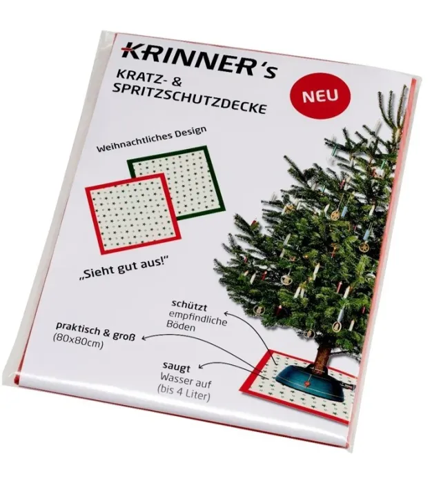 KRINNER Weihnachtsbaum Christbaum Unterlegdecke, Rot, 80x80cm, 91102