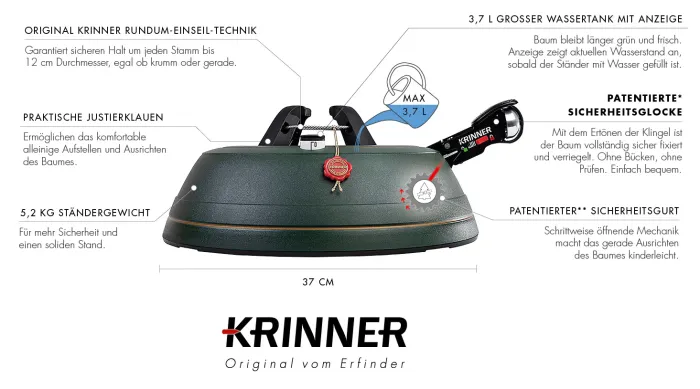 KRINNER Christbaumständer Ultra Grip L, 3,7L, für Bäume bis 270 cm, 94435